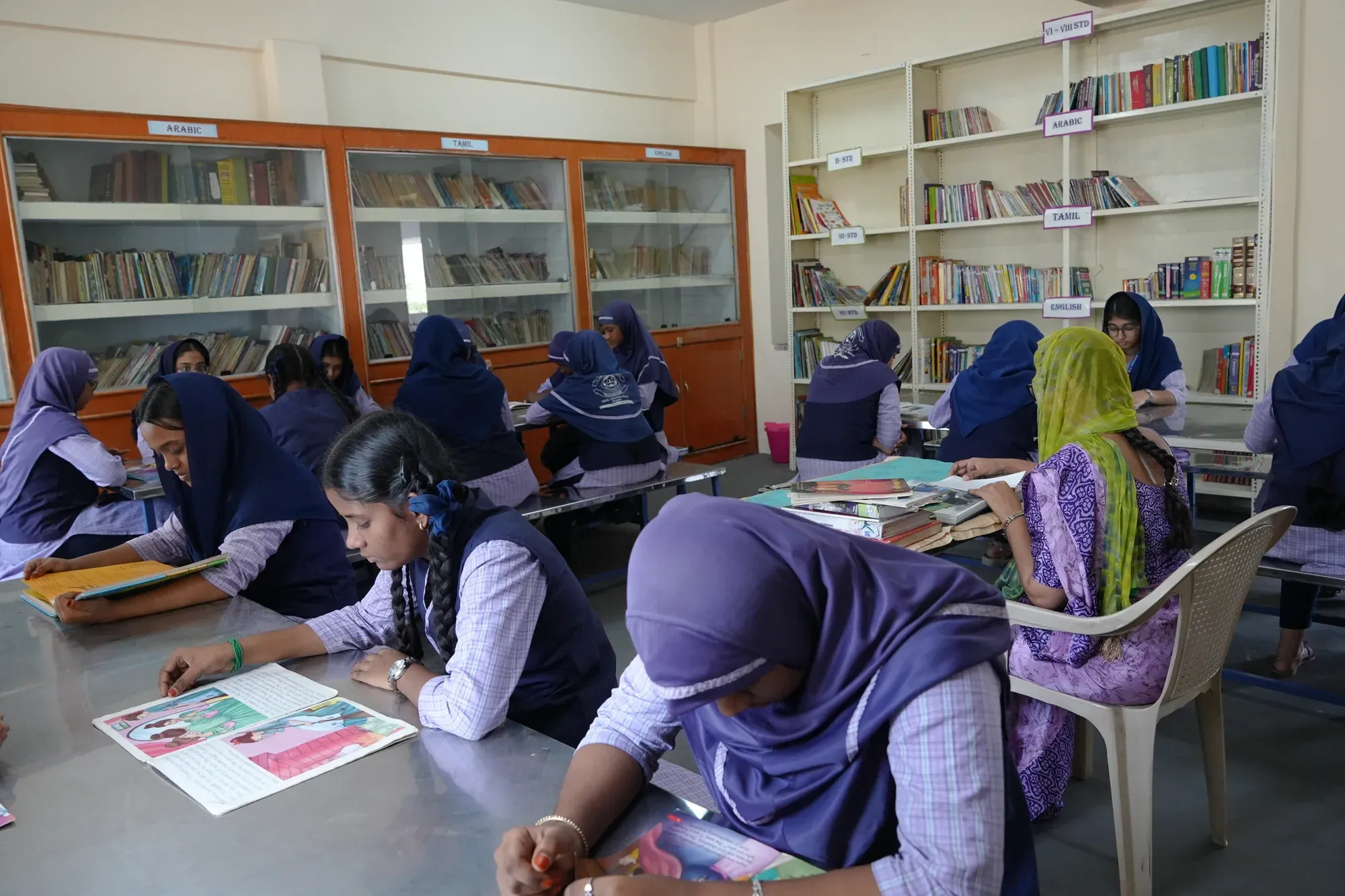 Students in the library